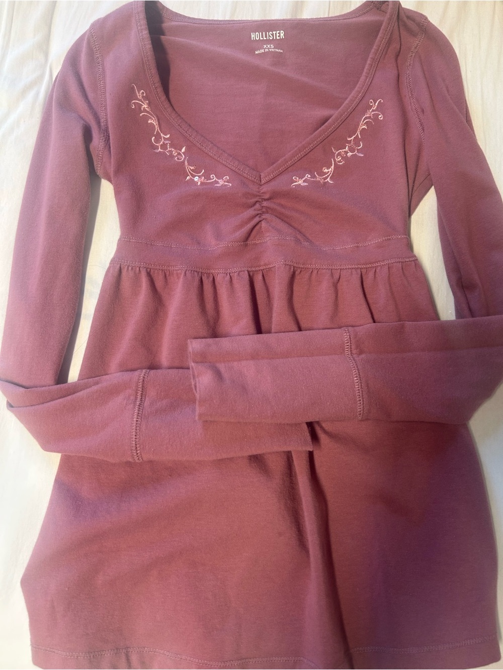 Hollister Dusty Mauve Babydoll long sleeve